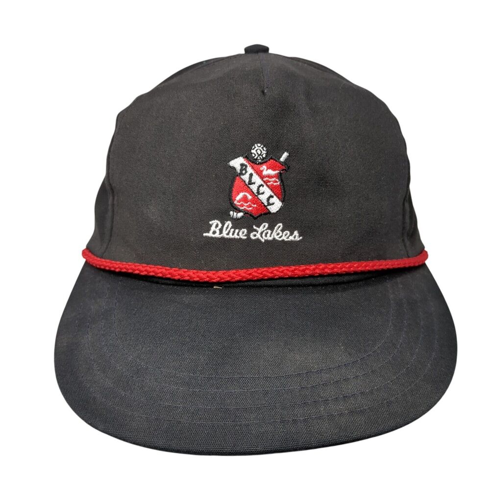 Blue Lakes Slideback Hat Black One Size Adjustable Embroidered Rope Town Talk